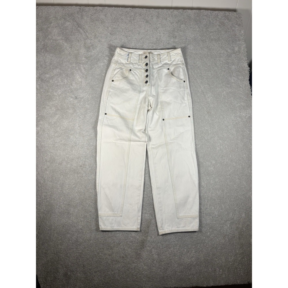 ulla johnson august white/ivory jeans‎ straight barrel fit size 4 Bleached EUC